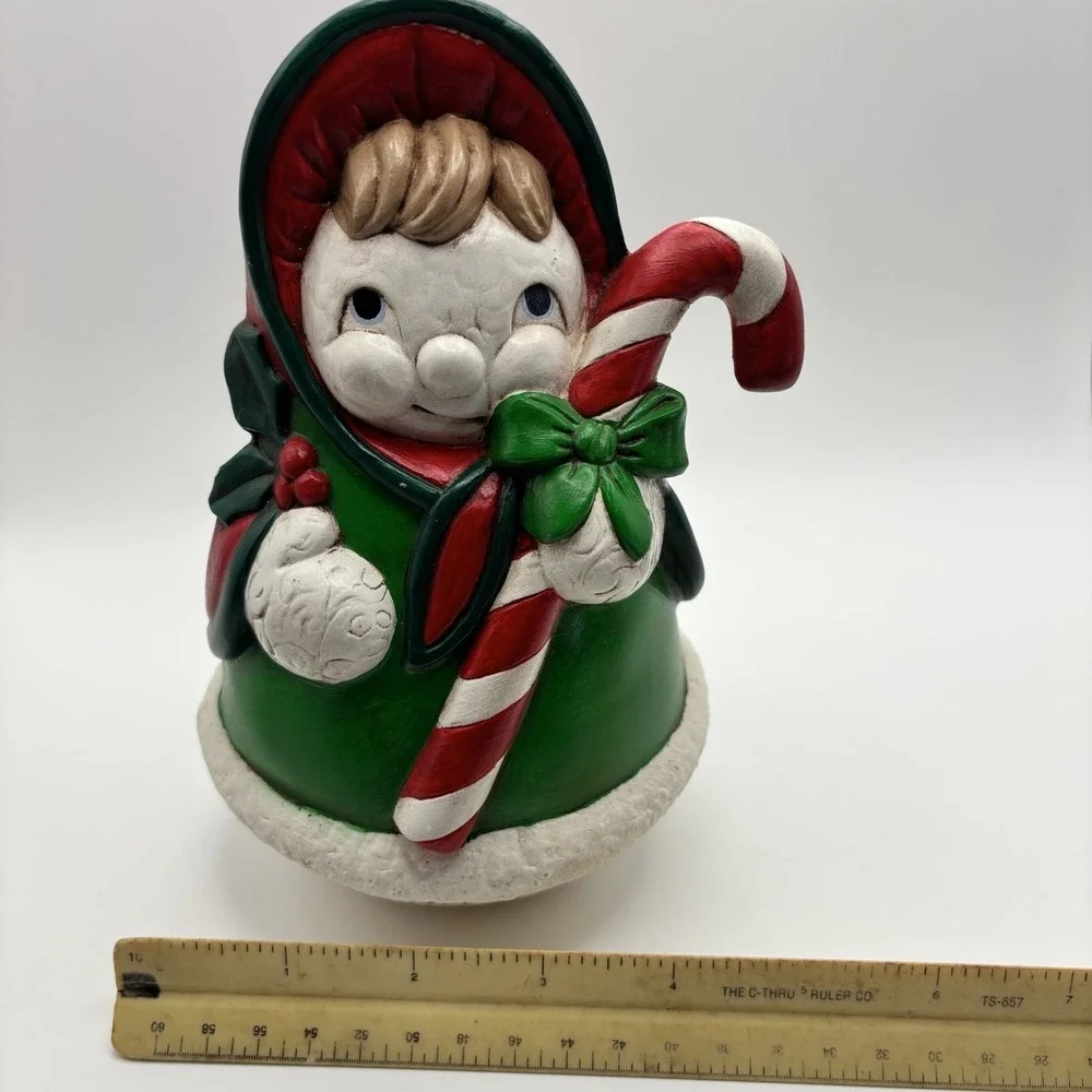 Vintage Holiday Ceramic Mrs Frosty Snowman with Candy Cane 7.5